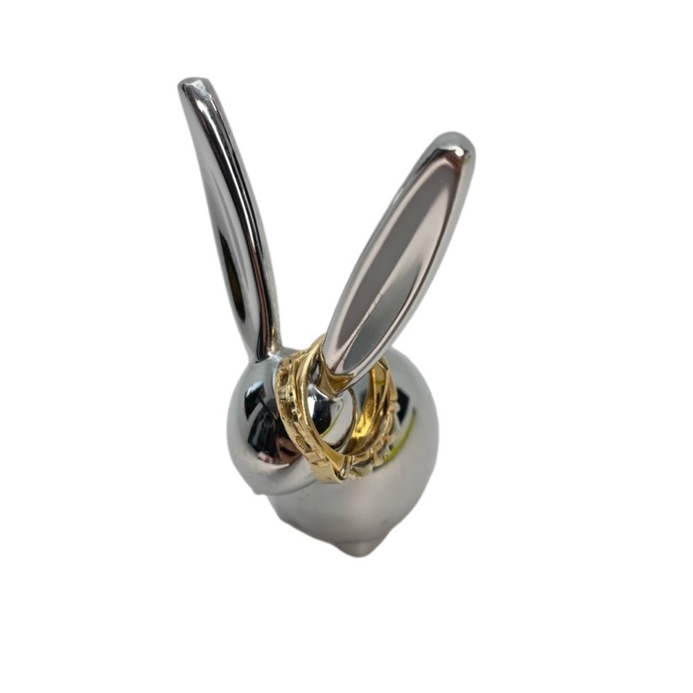 Bunny Chrome Rabbit Ring Holder Paperweight